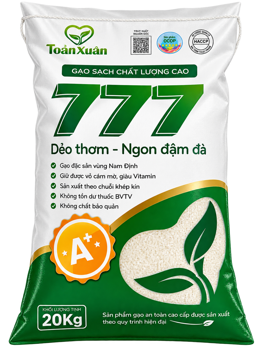 GẠO SẠCH CHẤT LƯỢNG CAO TOẢN XUÂN 777